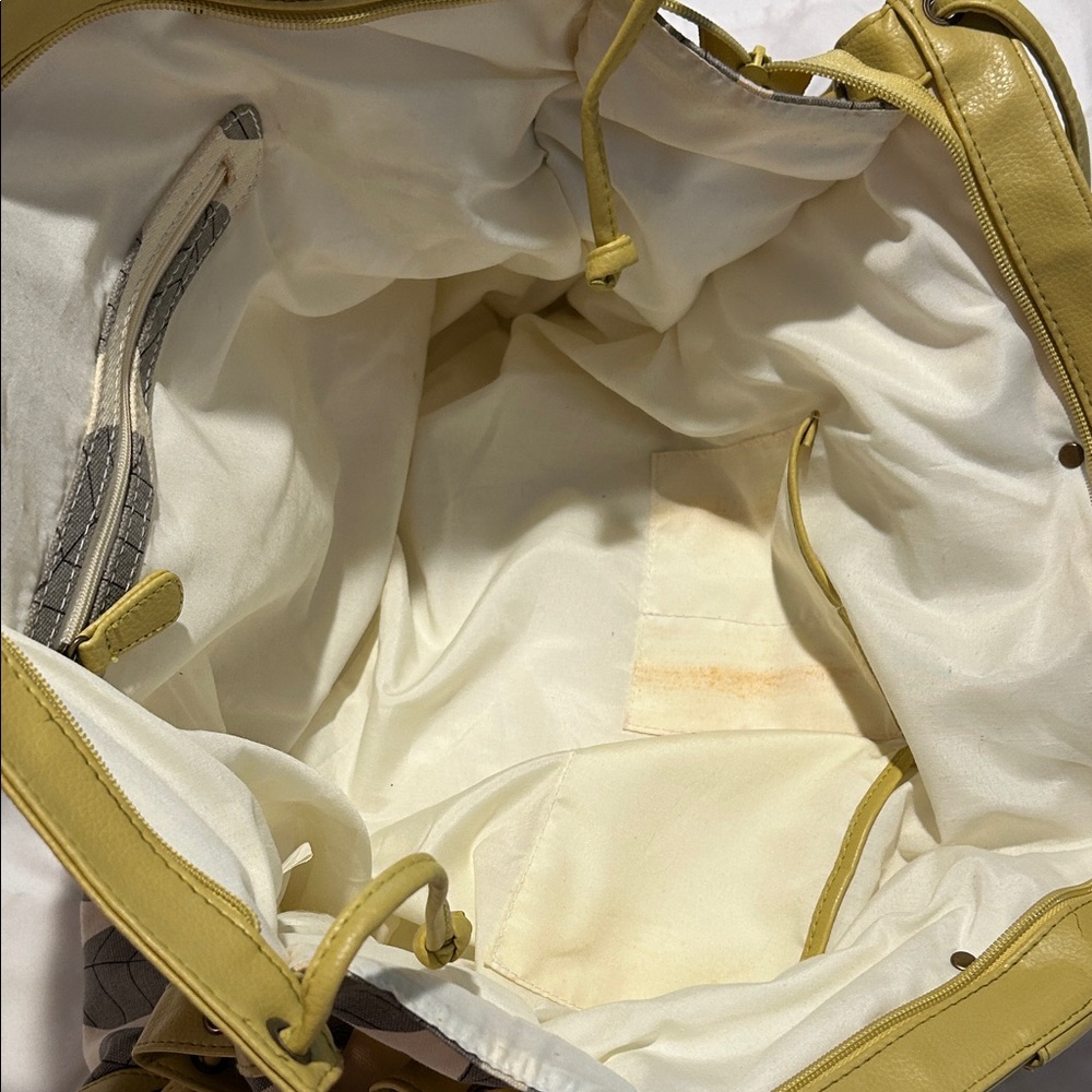 Target Leaf It Alone Handbag Tote Bag Patterned Yellow and Gray Women's Purse - Picture 7 of 17